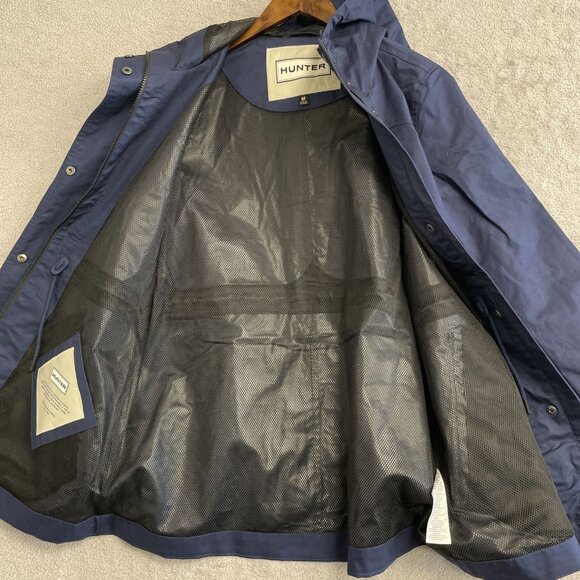 NEW Hunter Women's M Water Resistant Cotton Smock Rain Jacket Hooded Navy - Picture 12 of 13